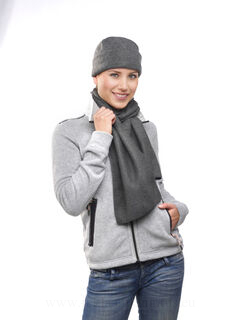 Fleece cap and scarf.