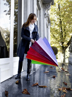 Multi coloured umbrella.